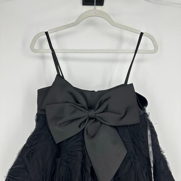 MAC DUGGAL Dress Evening Gown Black Mini Tulle Satin Bow Fit Flare Sz 6 Cupcake - Picture 5 of 12